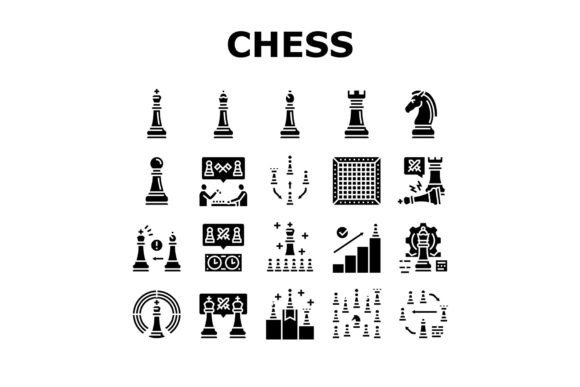Chess Smart Strategy Game Figure Icons for Modern Design Projects