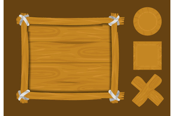 Wood Template Game UI Illustration Sign for Creative Designers