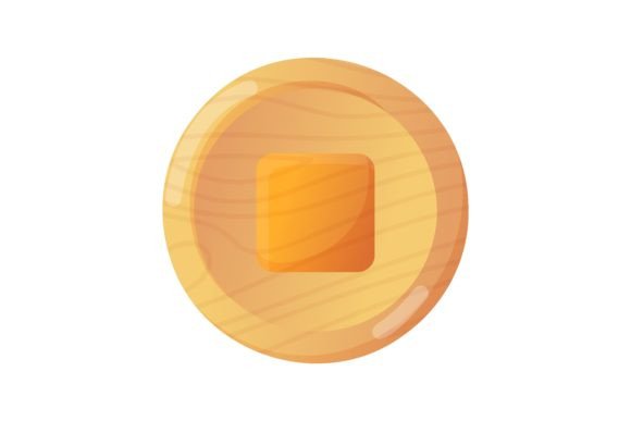 Wooden Stop Button for Game Interface Design